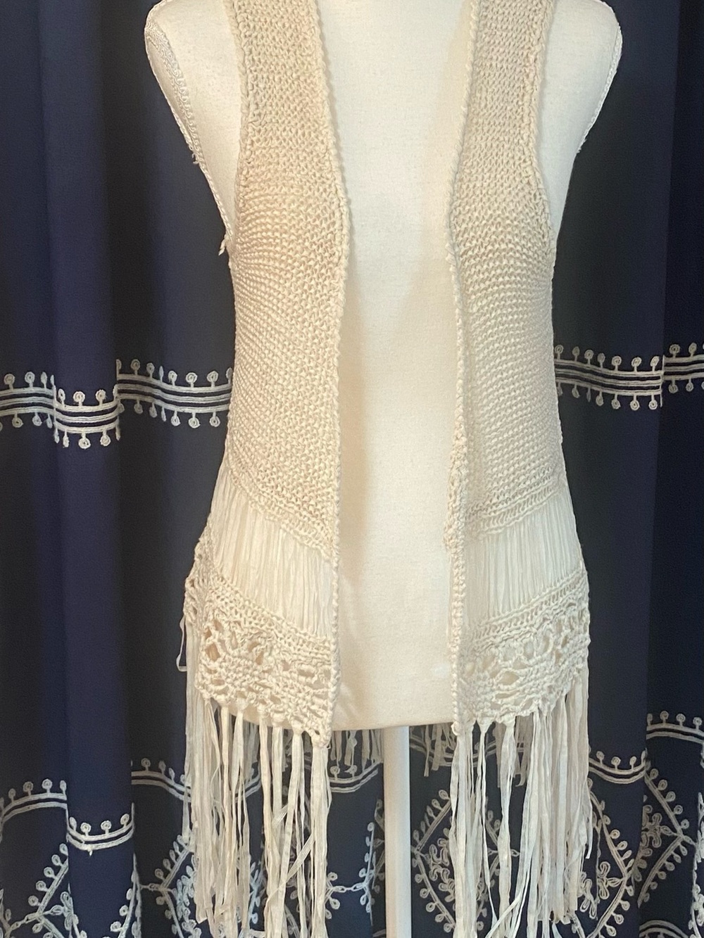 Dolled Up Cream Knit Fringe Vest